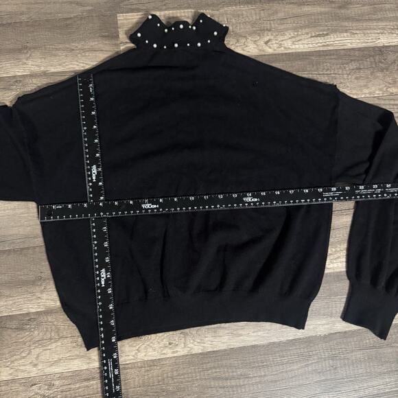 bebe black pearl-embellished mock neck sweater Size Large Longe Sleeve - Picture 4 of 6